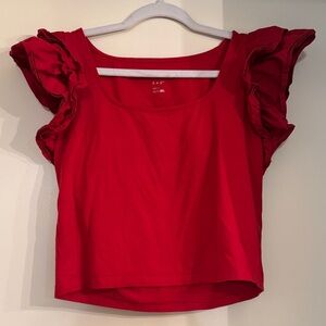 Red Ruffle Sleeve Top